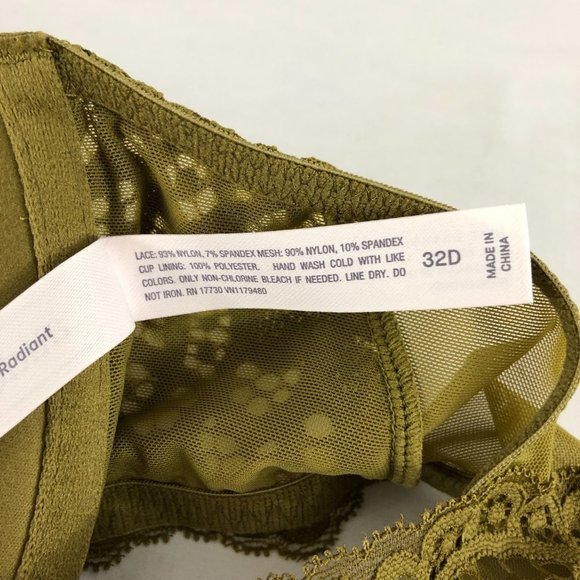 Auden Bra The Radiant Plunge Push-Up Lace Front Closure Lace Overlay Green 32D - Picture 5 of 5